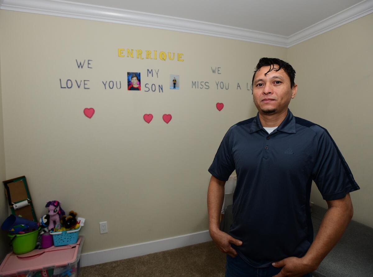 Carlos Rivera stands Thursday in the bedroom he has prepared for his son, Enrrique.