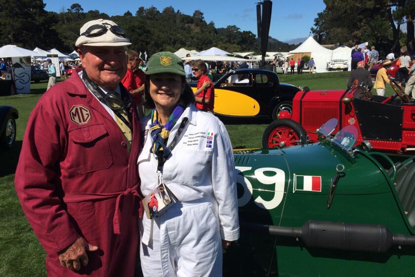 Peter and Robin Briggs brought their vintage MG race car all the way from Perth, Australia, to display at the Quail and show to other sports car enthusiasts.