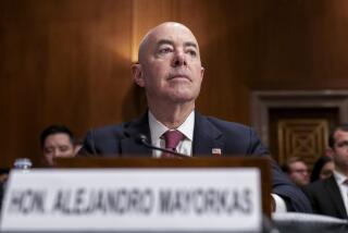 FILE - Secretary of Homeland Security Alejandro Mayorkas testifies during a Senate Homeland Security and Governmental Affairs Committee hearing on threats to the homeland, Oct. 31, 2023, on Capitol Hill in Washington. As Republicans in the House of Representatives threaten to make Mayorkas the first Cabinet official impeached in nearly 150 years, Mayorkas says, in a wide-ranging interview with The Associated Press, he is “totally focused on the work" that his agency of 260,000 people conducts and not distracted by the politics of impeachment. (AP Photo/Stephanie Scarbrough, File)