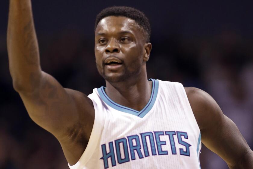 Lance Stephenson gestures during a game with the Charlotte Hornets on March 6.