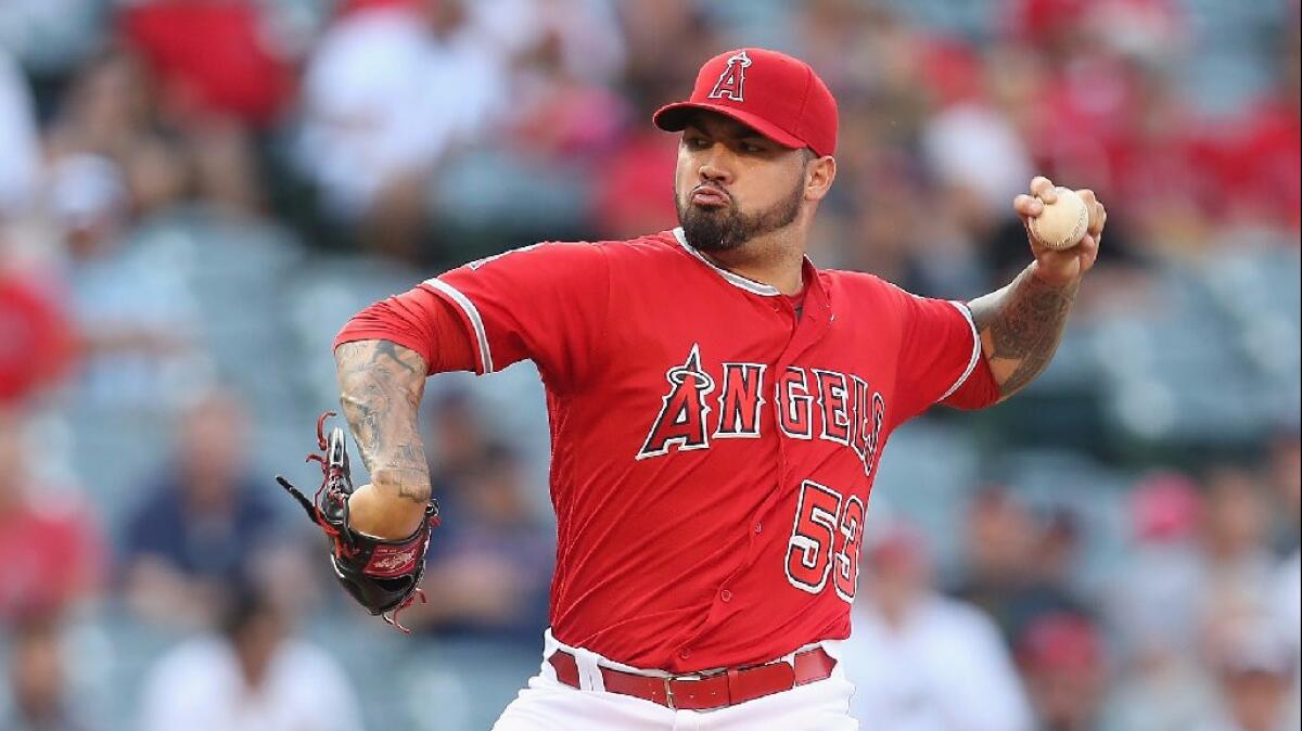 Hector Santiago pitches against the Red Sox on Saturday.