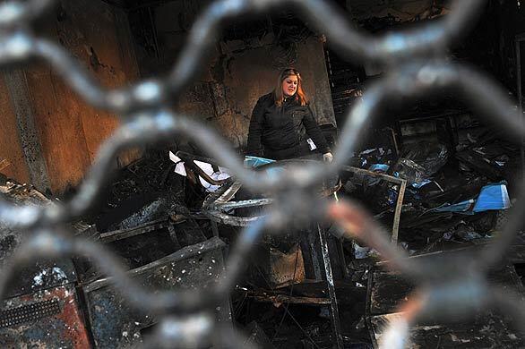 Civil unrest in Greece - burned-down shop