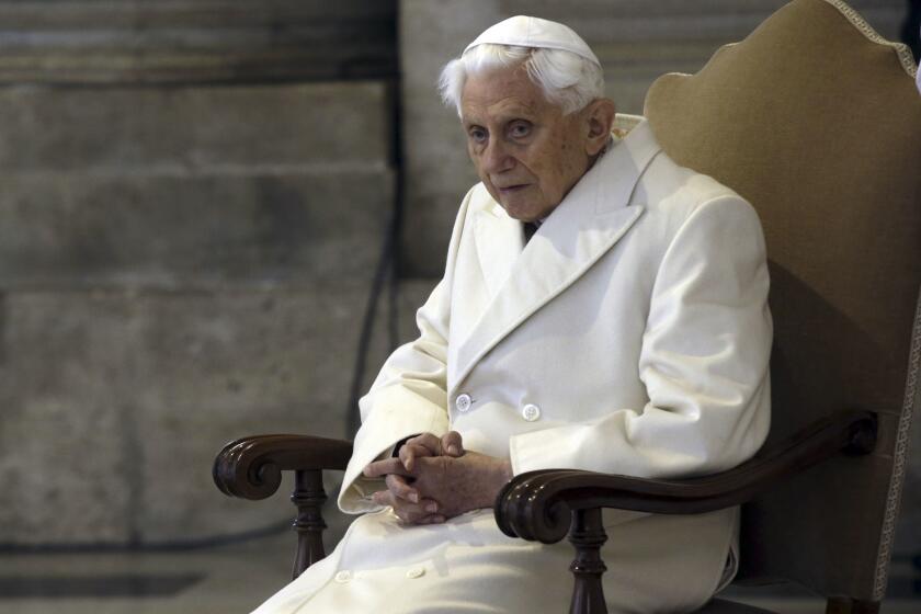 Pope Emeritus Benedict XVI at the Vatican in 2015.