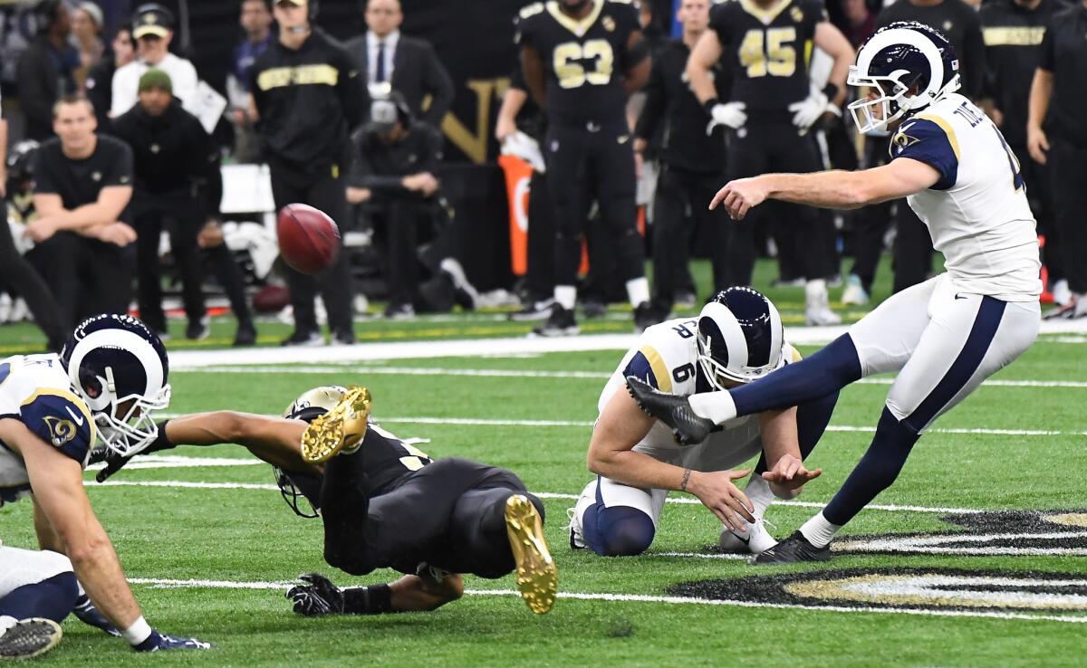 Greg Zuerlein kicks the game-winning field goal in the NFC championship game.