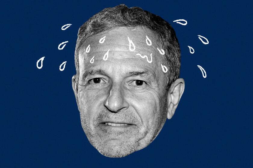 Photo illustration of Bob Iger with drawn sweat droplets