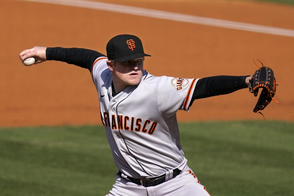 Logan Webb, working against the Dodgers on May 29, has been the Giants' most consistent pitcher in the second half.