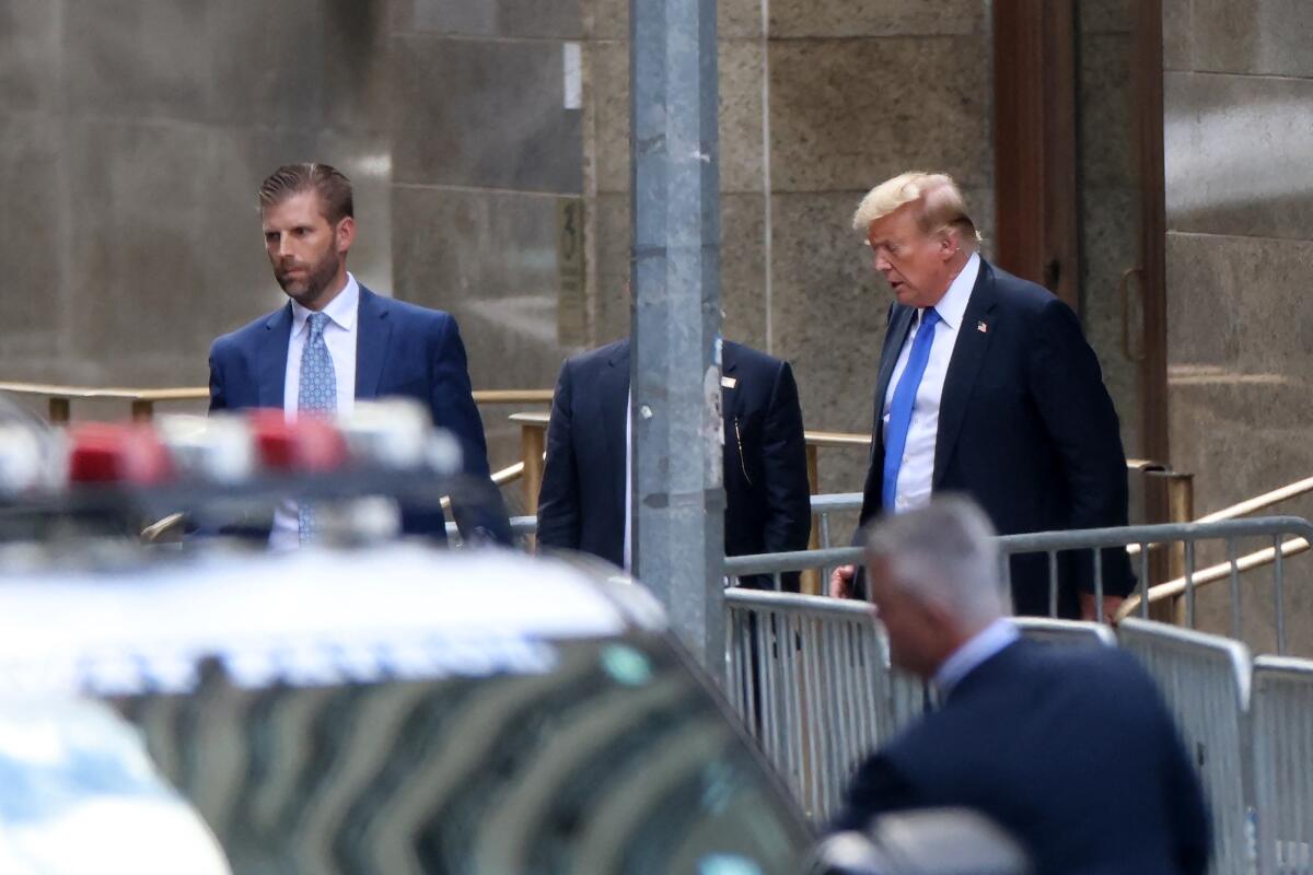 Former President Trump leaves Manhattan Criminal Court.