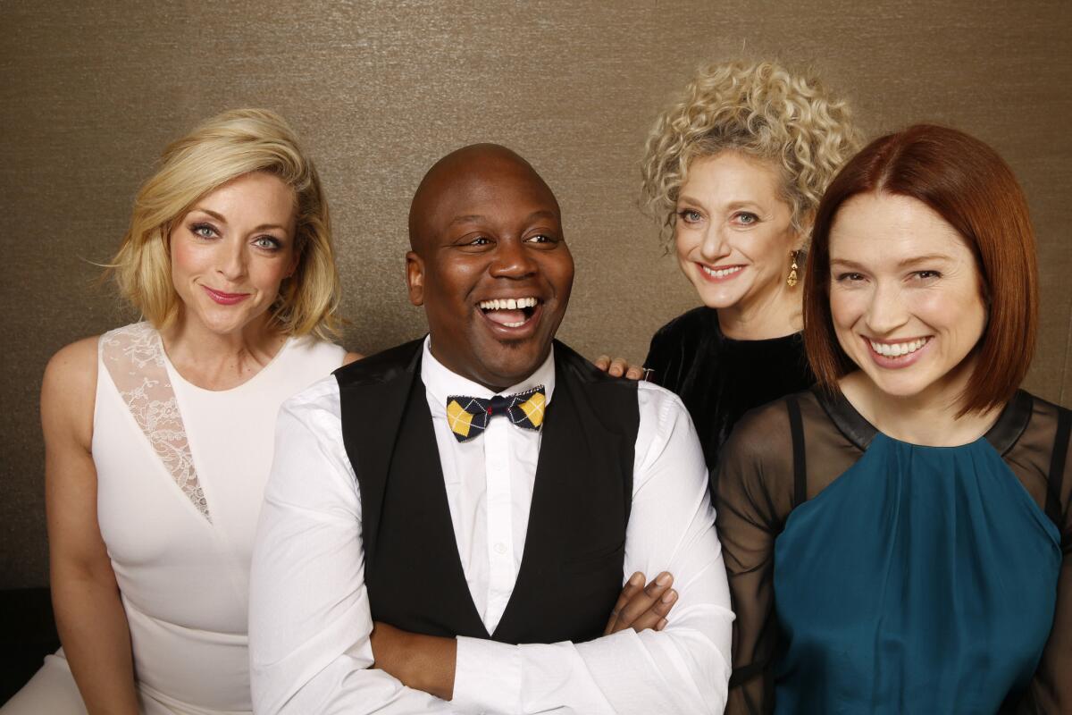 Stars of the Netflix comedy "Unbreakable Kimmy Schmidt" include Jane Krakowski, left, Tituss Burgess, Carol Kane and Ellie Kemper.