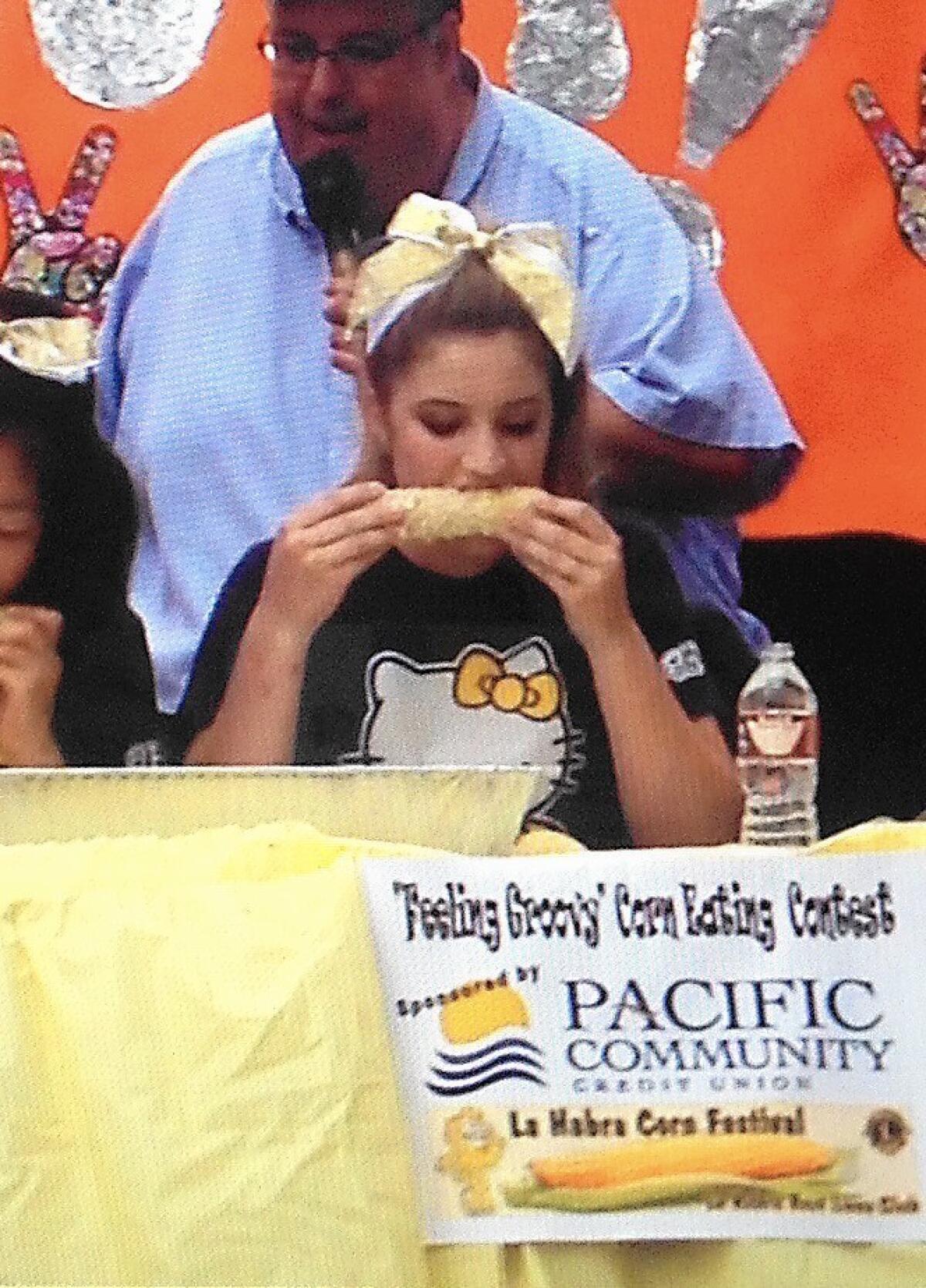 Emma Barr will look to defend her corn-eating championship at the La Habra Corn Festival.