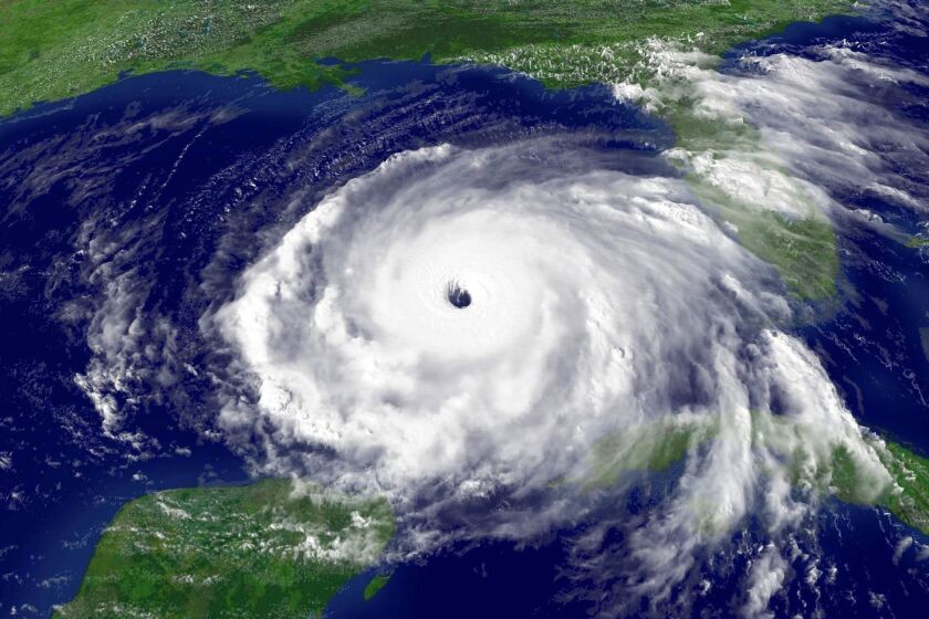 A satellite image of Hurricane Rita on Sept. 22, 2005, heading toward Texas from west of Florida in the Gulf of Mexico.