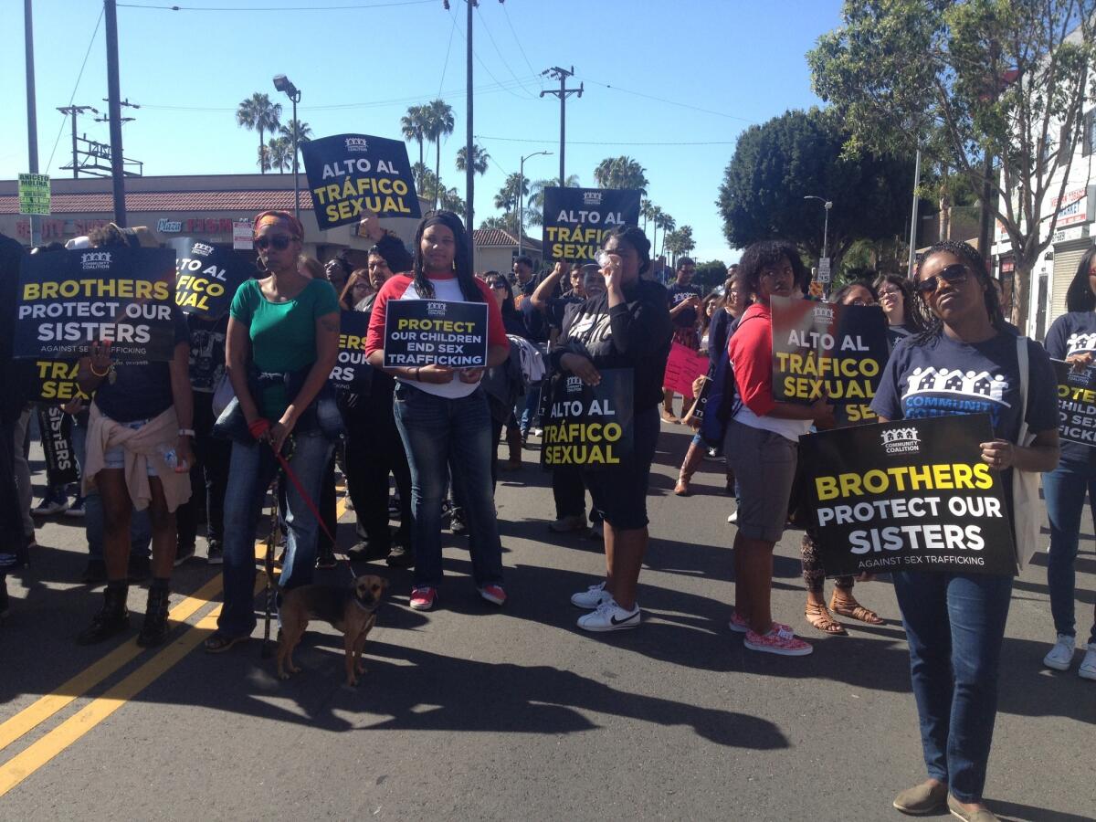 The "March Against Sex Trafficking," sponsored by Los Angeles County Supervisor Mark Ridley-Thomas, drew hundreds of people to Western Avenue in South Los Angeles in April.