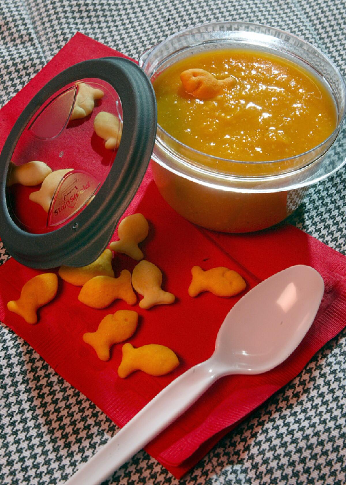 Butternut squash and corn soup is Jean François Meteigner's easy way to sneak vegetables into a meal.