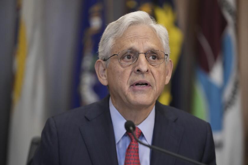 Attorney General Merrick Garland speaks during a meeting of the Justice Department's Election Threats Task Force, at the Department of Justice, Wednesday, Sept. 4, 2024, in Washington. (AP Photo/Mark Schiefelbein)