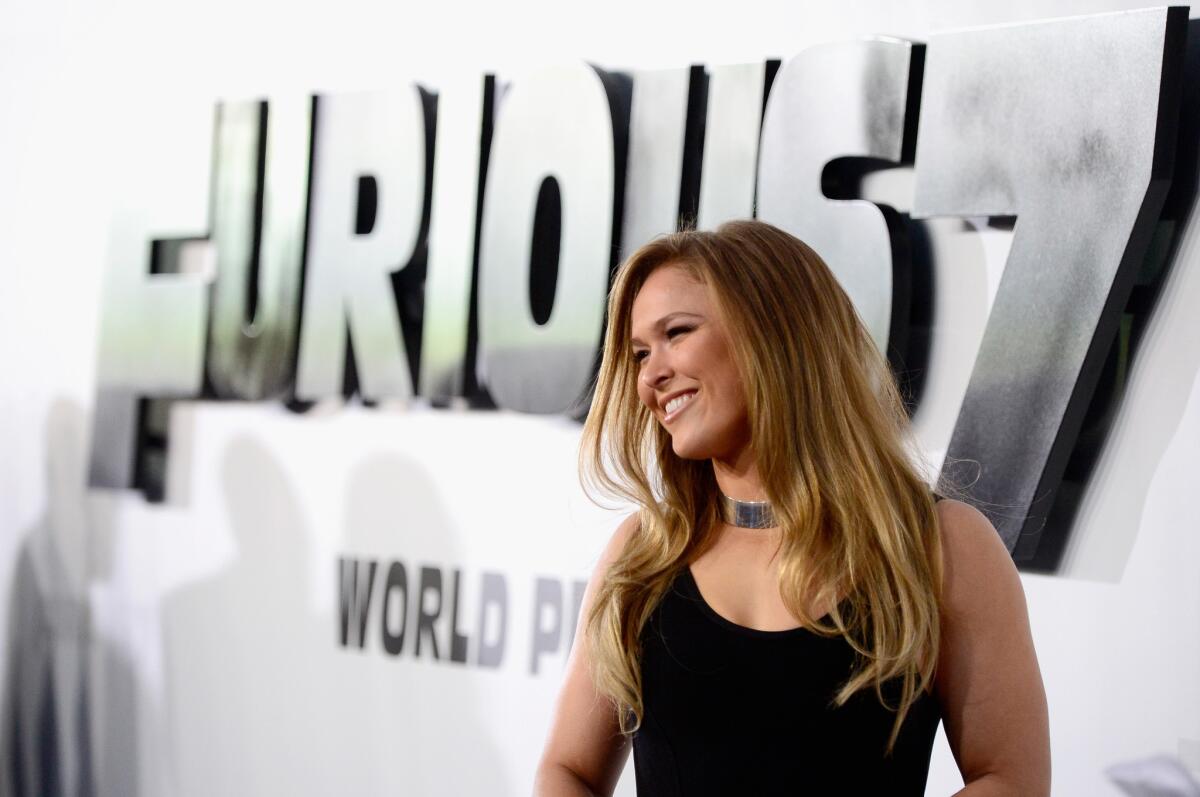 Ronda Rousey arrives at Universal Pictures premiere of 'Furious 7'' at the TLC Chinese Theatre in Hollywood on April 1.