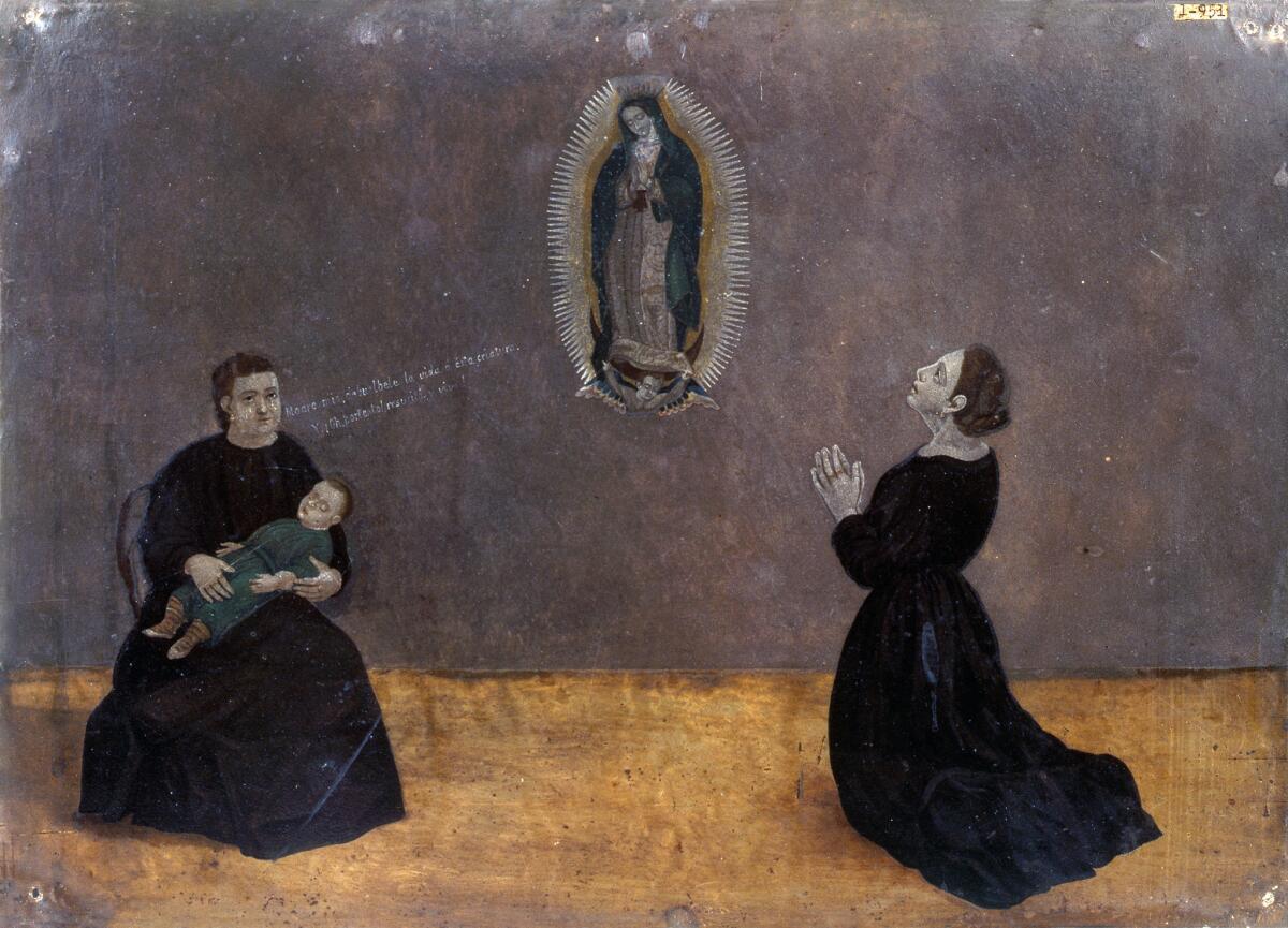 An exvoto created by an unknown artist in the late 19th century, part of an exhibition of art work inspired by the Virgin of Guadalupe at the Bowers Museum in Santa Ana. (Museo de la Baslica de Guadalupe)