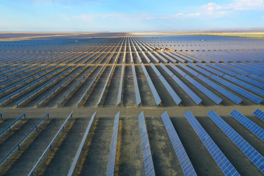 An overhead view of Westlands Solar Park in California's San Joaquin Valley