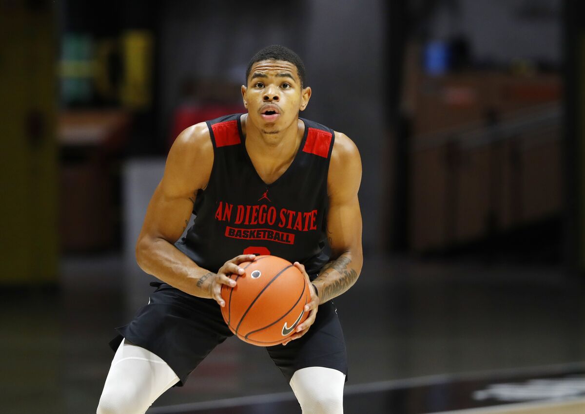 San Diego State basketball player Keshad Johnson nearly finished spring semester with a 4.0 GPA.