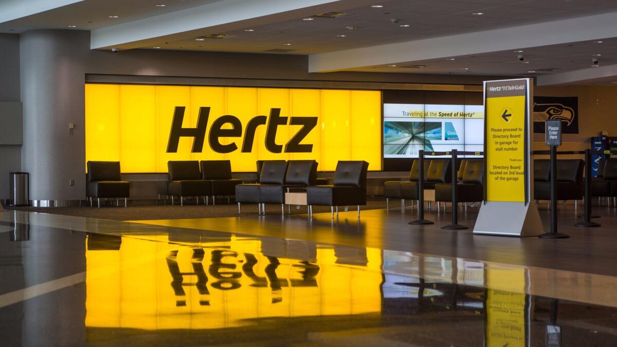 The offsite Hertz car rental counter at Seattle-Tacoma International Airport.