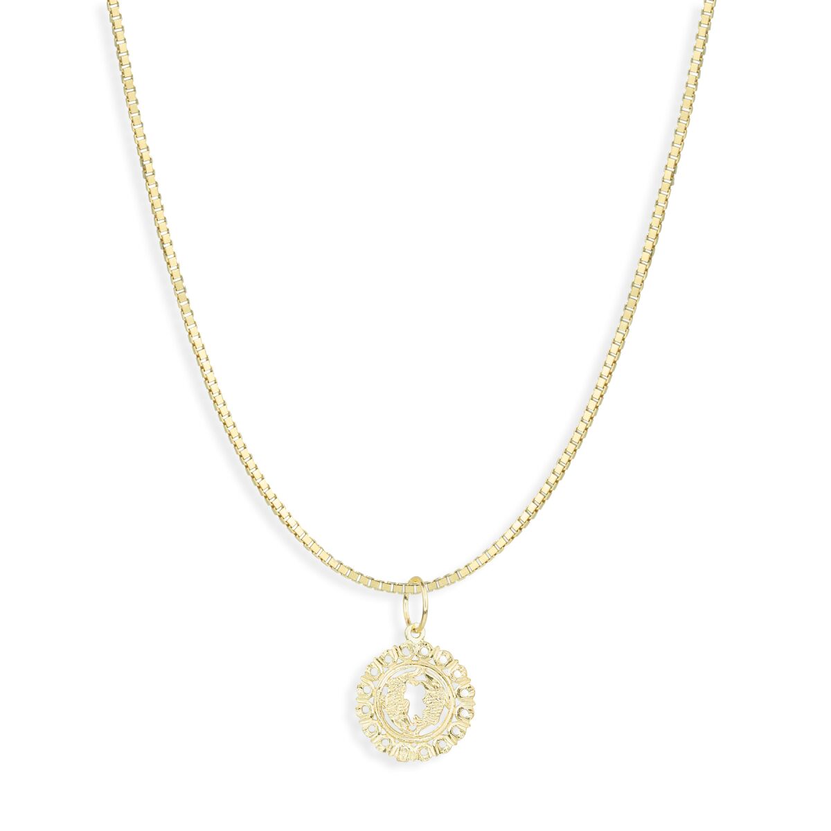 A yellow gold chain with a Pisces pendant