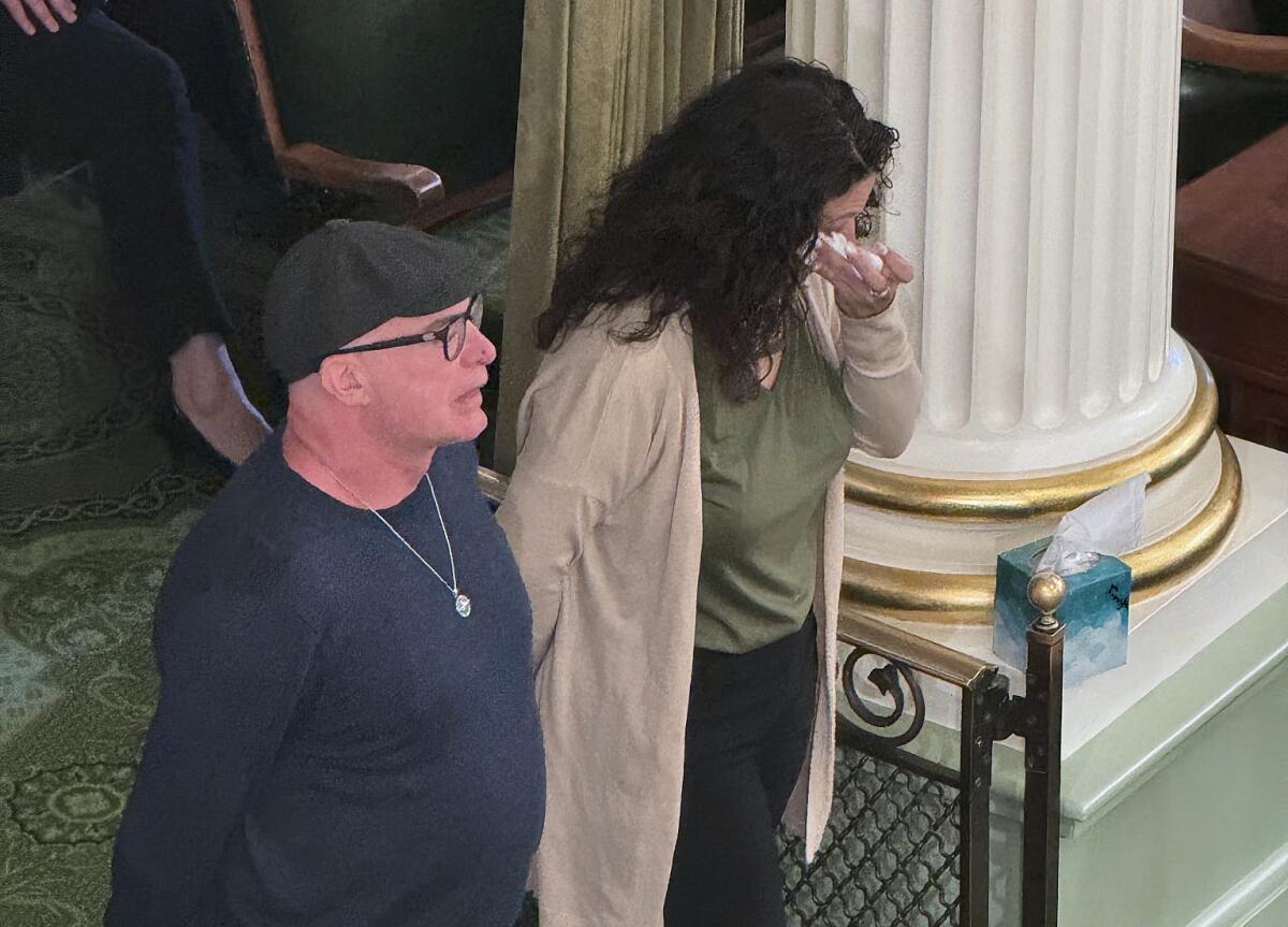 Fillmore and Glori Smiley, parents of Rosenda Smiley, listen as California Assembly members name May 25, 2025 Rosenda's Day.