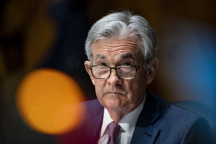 Federal Reserve Chairman Jerome Powell at a hearing before the Senate Banking Committee in Washington.