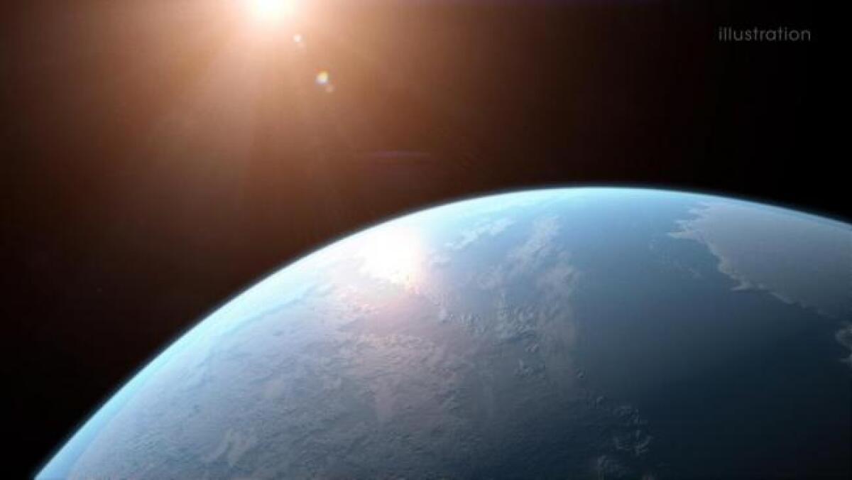 An artist’s illustration of GJ357 d, a super-Earth planet capable of hosting life.  