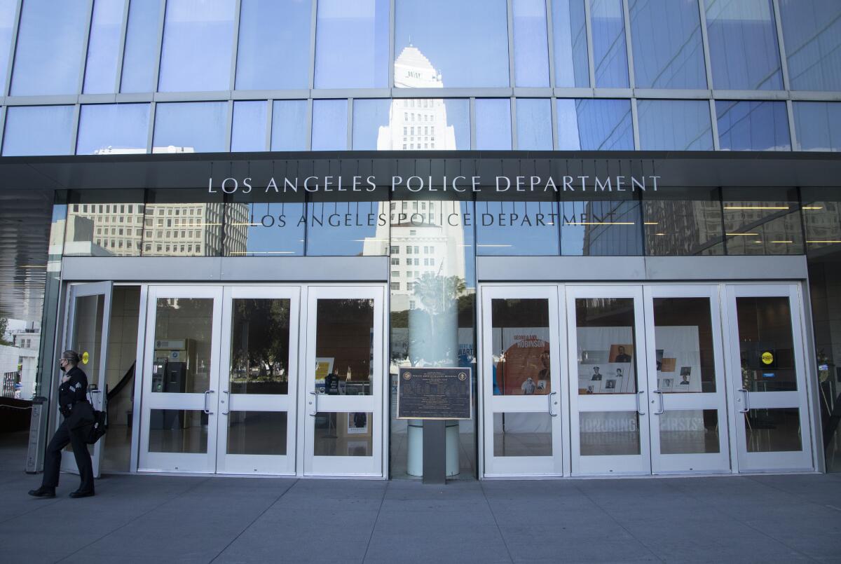 An exterior view of Los Angeles Police Department headquarters