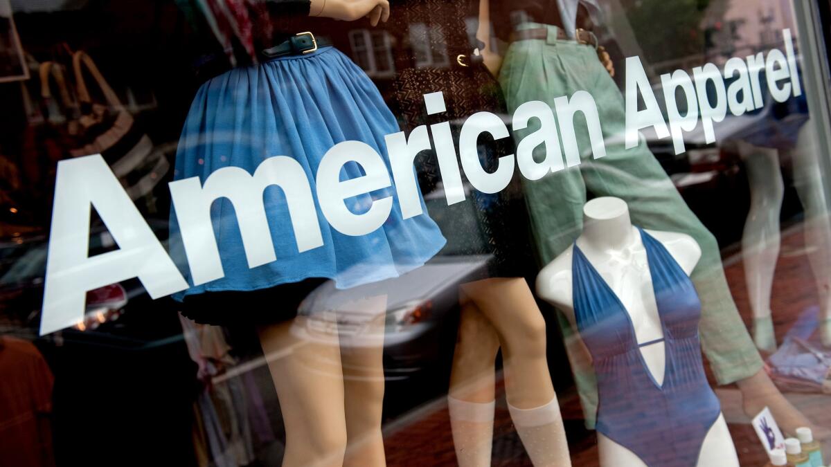 An American Apparel retail store window.