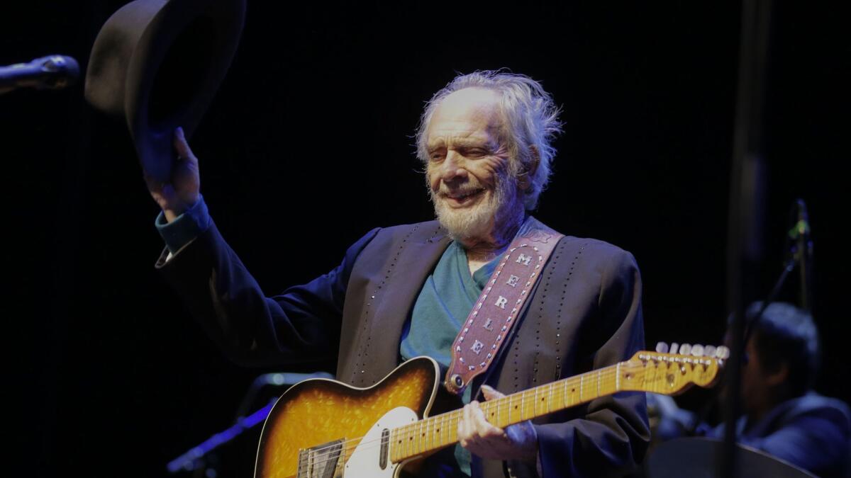 Merle Haggard, performing in Beverly Hills in 2016, helped create the twangy “Bakersfield Sound."