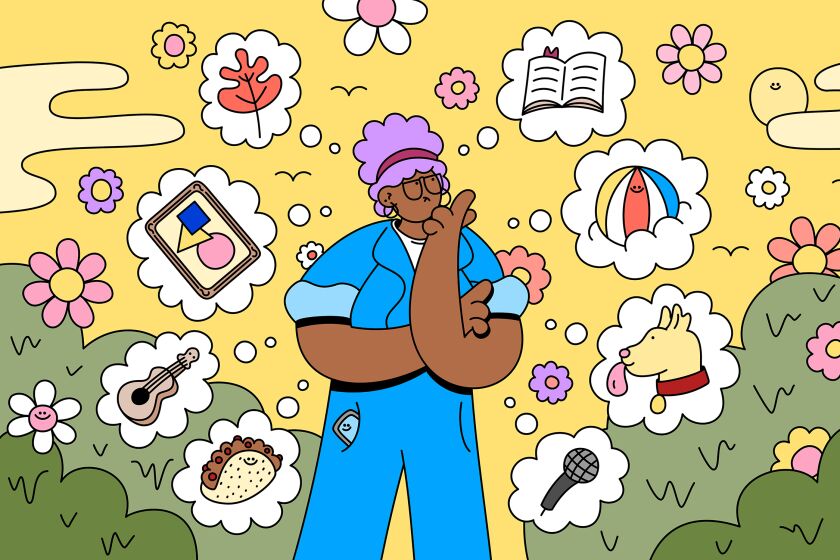 Illustration of a women thinking about various activities