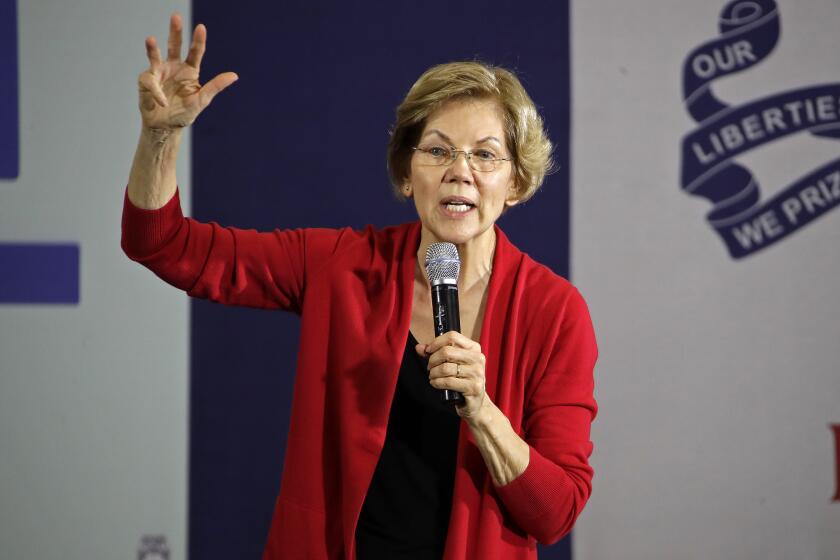 Democratic presidential candidate Sen. Elizabeth Warren, D-Mass., speaks at a Get Out the Caucus Rally at Simpson College in Indianola, Iowa, Sunday, Feb. 2, 2020. (AP Photo/Gene J. Puskar)