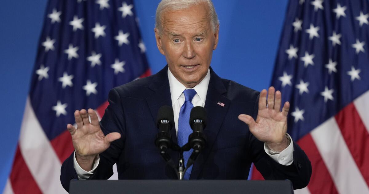 Biden, in defiant news conference, again vows to remain in the race Biden, in defiant news conference, again vows to remain in the race