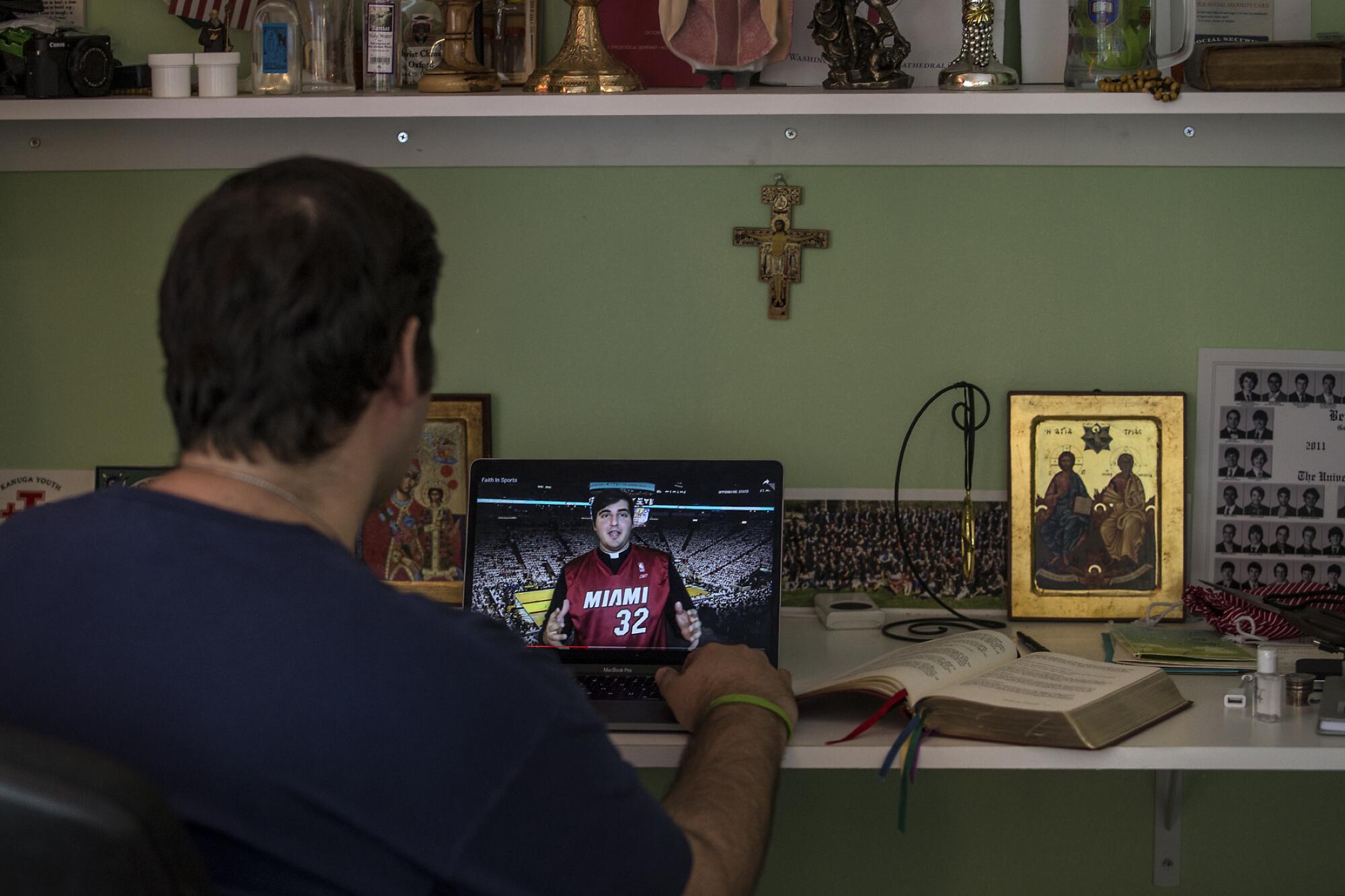 Sahdev has created videos to connect with his congregation from his apartment near the church.