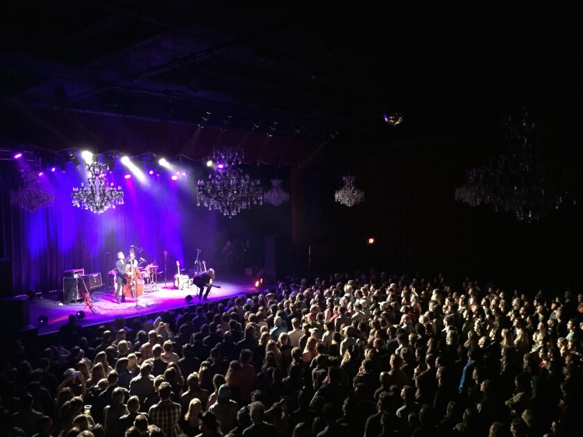 The Fillmore Auditorium, San Francisco, with the Wood Brothers onstage.