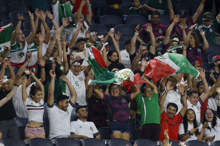 Mexico fans cheer during the first half of a CONCACAF Gold Cup.