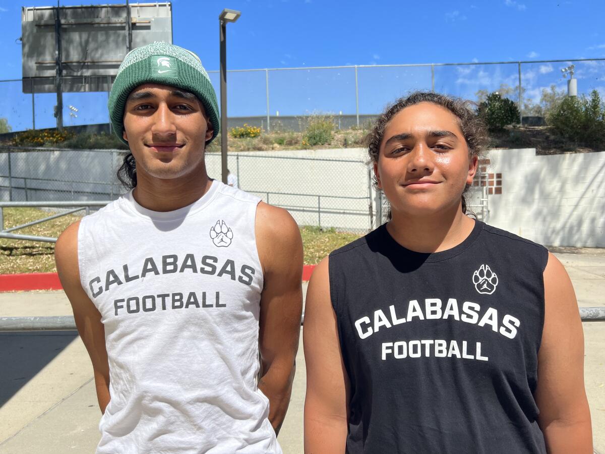 Brothers Domata, left, and Joseph Peko of Calabasas are the sons of NFL defensive lineman Domata Peko Sr.