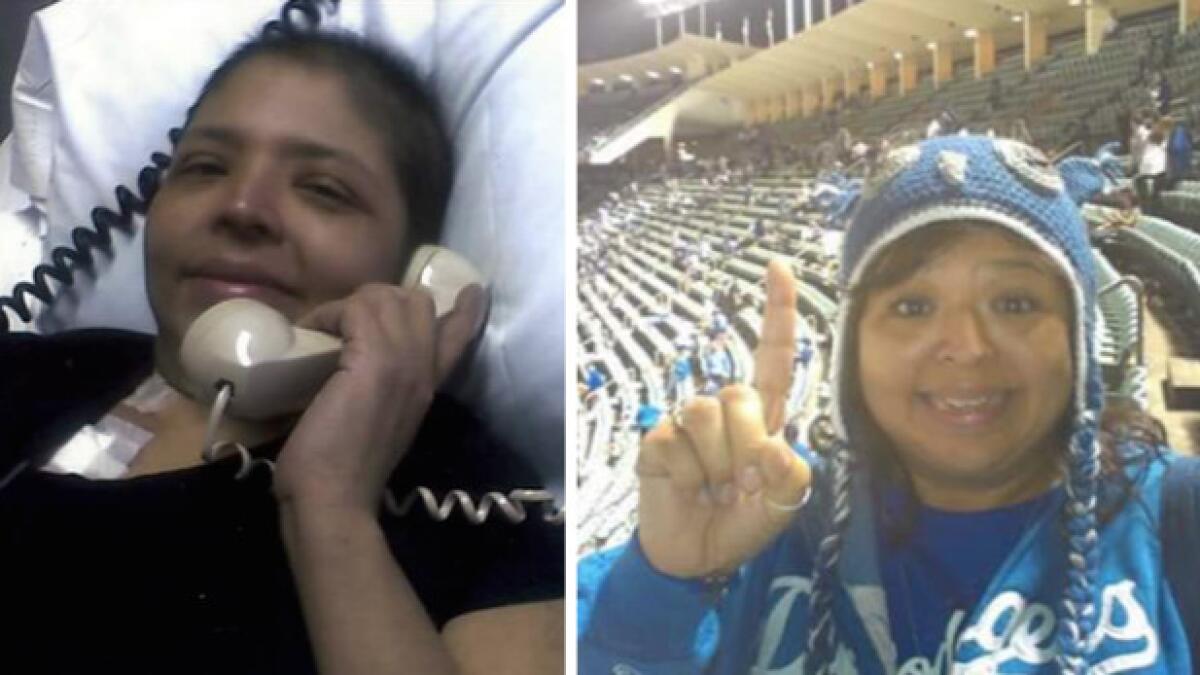 She's a Dodgers fan in sickness and in health. (Courtesy of Dolores Anguiano-Torres)