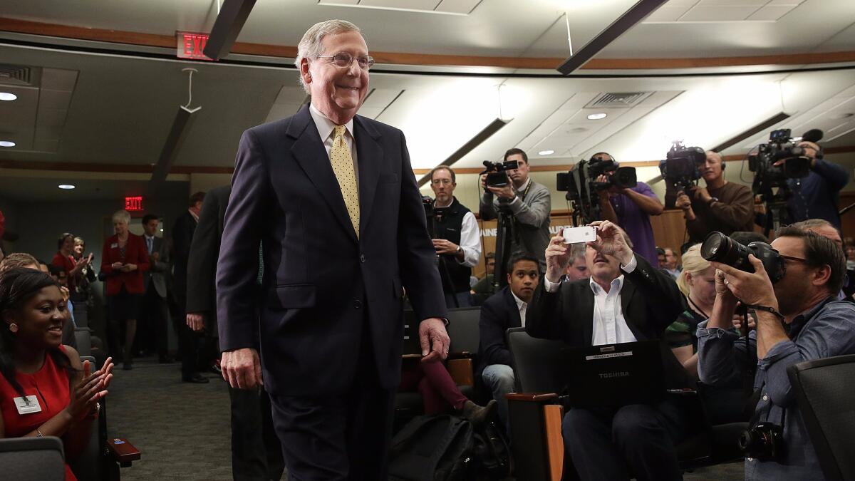 Senate Majority Leader Mitch McConnell (R-Ky.), shown at the University of Louisville in 2014, said a bill to allow lawsuits against Saudi Arabia might have "unintended ramifications."