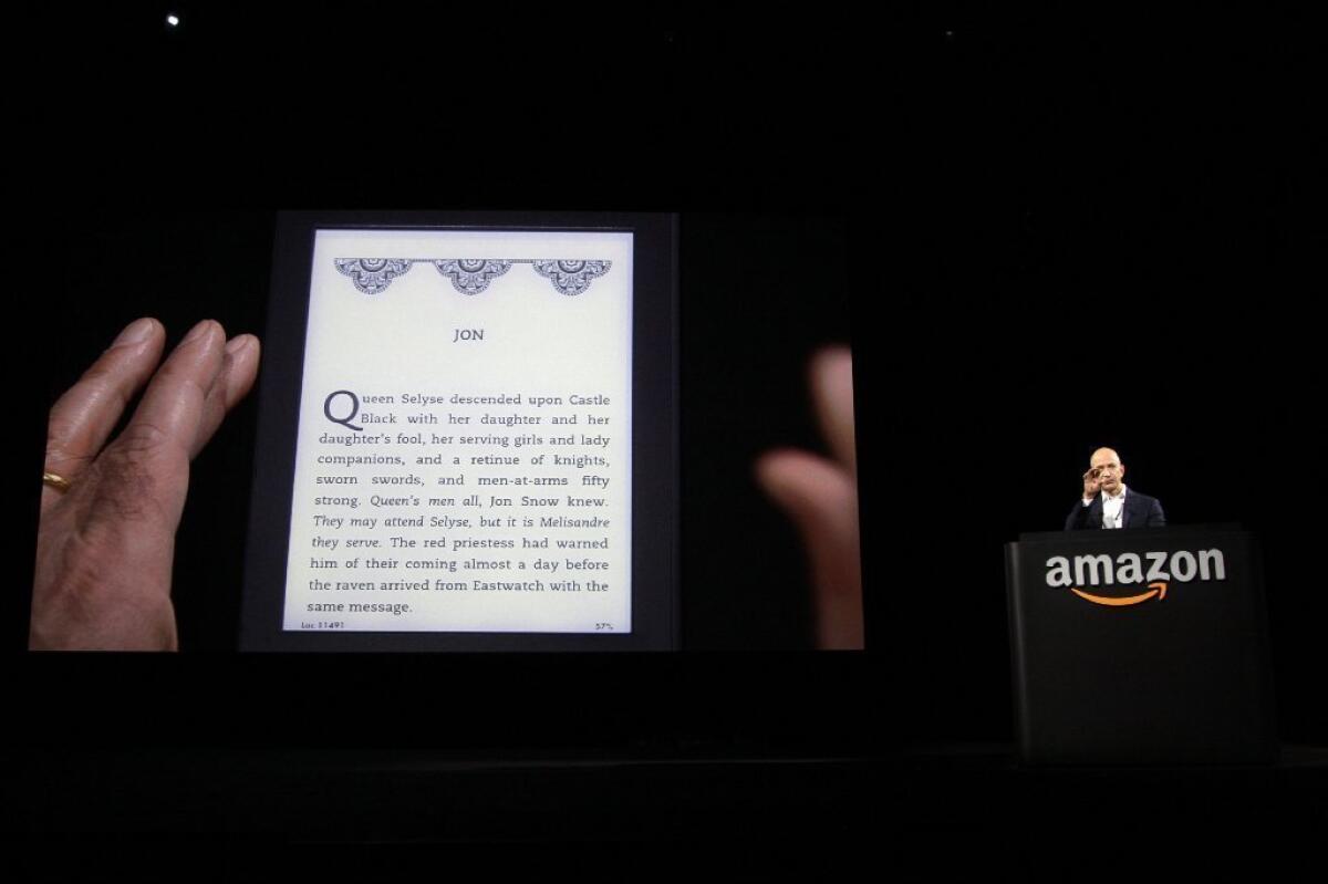 Jeff Bezos, CEO and founder of Amazon, at the introduction of the Kindle Paperwhite e-reader in Santa Monica last year.