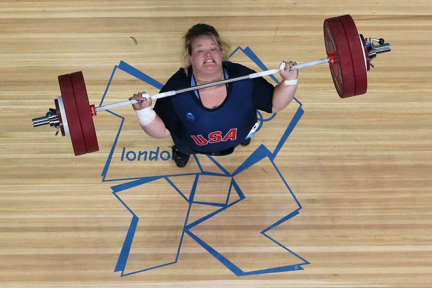Holley Mangold of the United States competes during the women's +75kg weightlifting at the London 2012 Olympic Games.