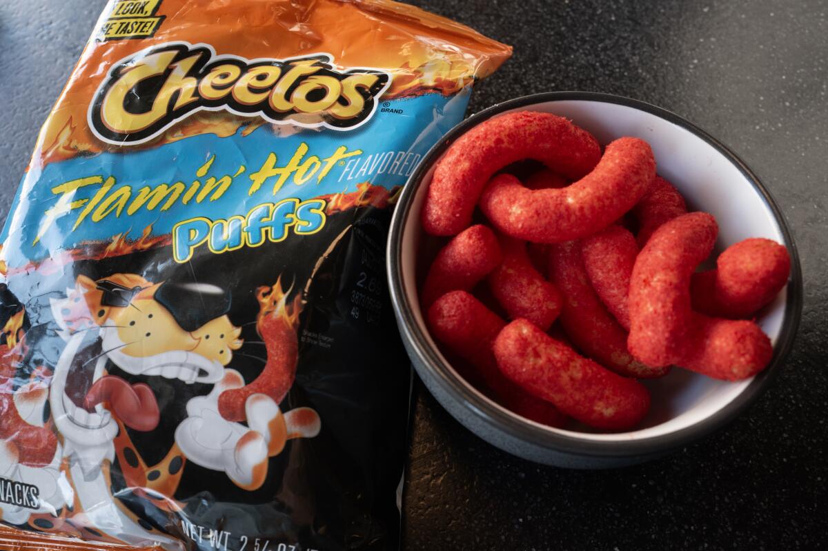 In this photo illustration, Flamin' Hot Cheetos are shown on April 19, 2024 in Chicago, Illinois. 