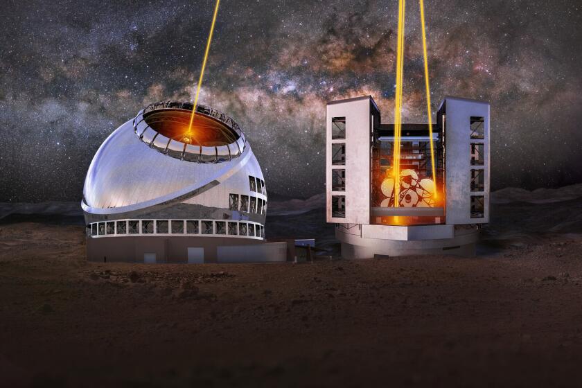 An artist's rendering two large telescopes
