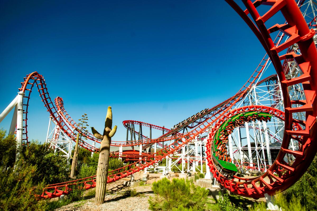 A view of the viper at Six Flags Magic Mountain.