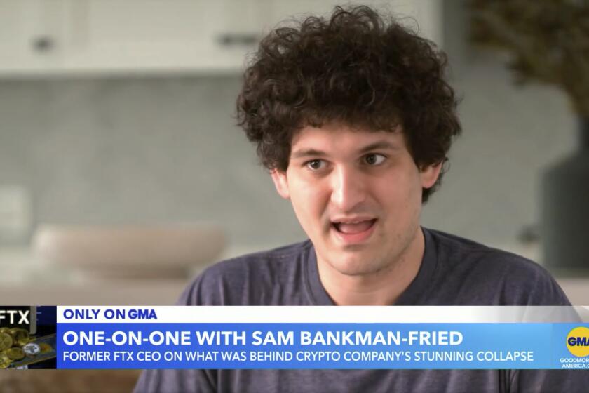 In this screengrab from an interview with ABC News is Sam Bankman-Fried, former CEO of the failed cryptocurrency exchange FTX. The interview, which appeared on the program Good Morning America, took place in the Bahamas island of Nassau where FTX was headquartered. (Good Morning America/ABC News via AP)
