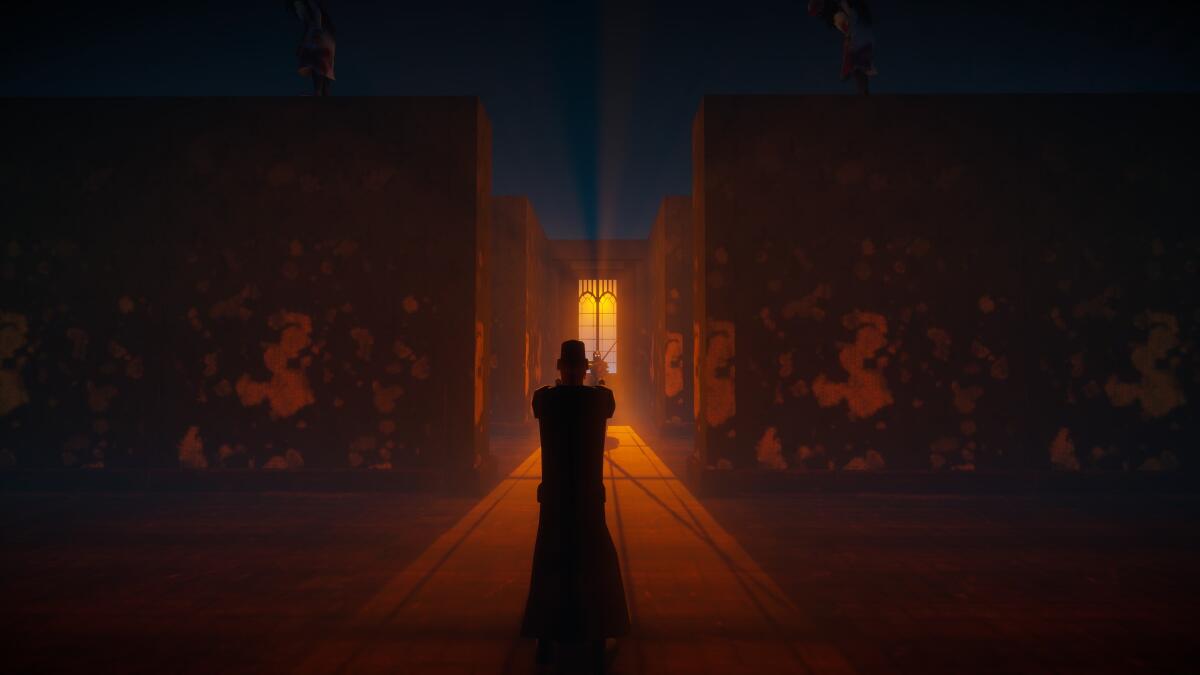 An image of a person facing a narrow corridor from the game "El Paso, Elsewhere"