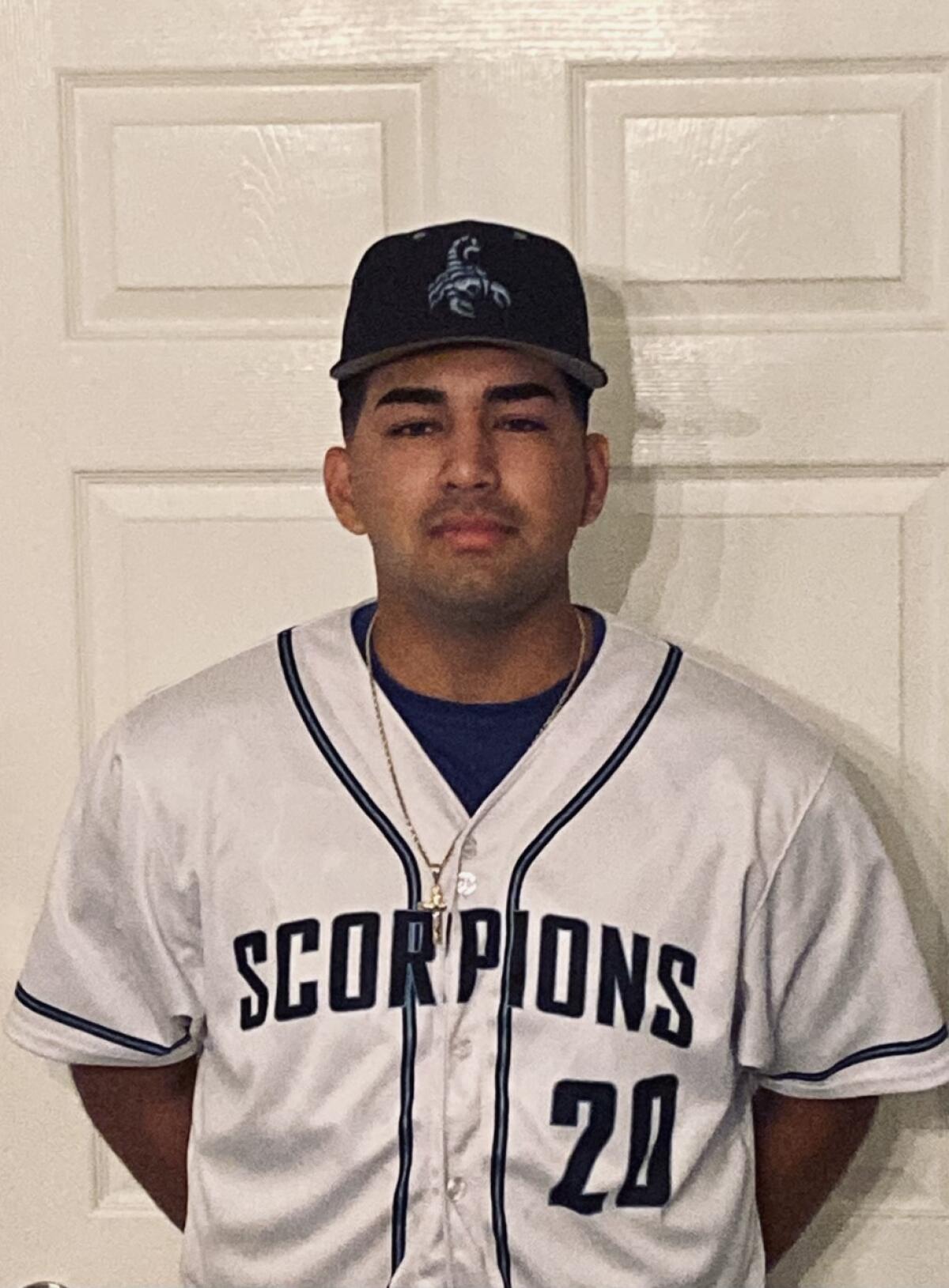 A portrait of Camarillo pitcher Brian Uribe in uniform.