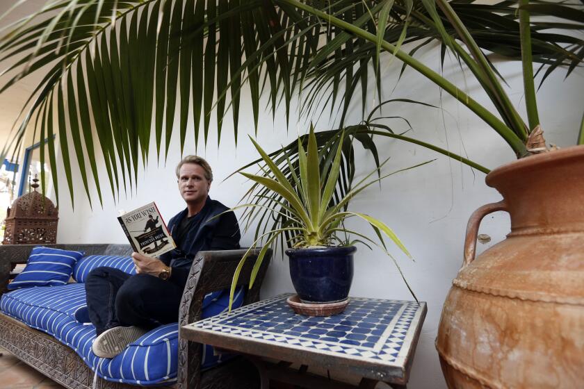 The outdoor space of Cary Elwes Malibu home, designed to be simple and comfortable, was inspired by trips to Morocco with his father. Elwes, a star of the classic The Princess Bride, says he and his daughter like to sit on the sofa and enjoy nature.