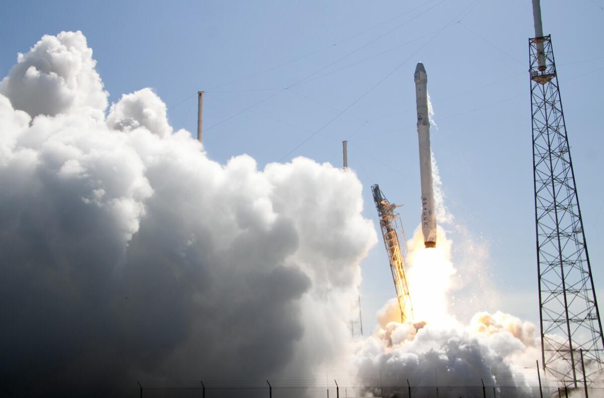 The Falcon 9 SpaceX rocket lifts off at Cape Canaveral last month.