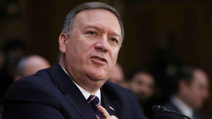 Rep. Mike Pompeo (R-Kan.), Donald Trump's choice for CIA director, testifies Thursday at his confirmation hearing before the Senate Intelligence Committee.