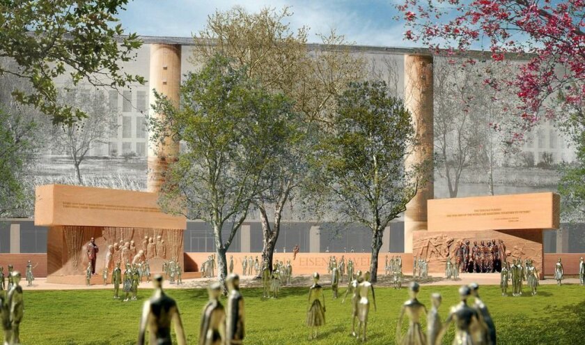 A rendering of Frank Gehry's design for the planned Dwight D. Eisenhower Memorial in Washington.